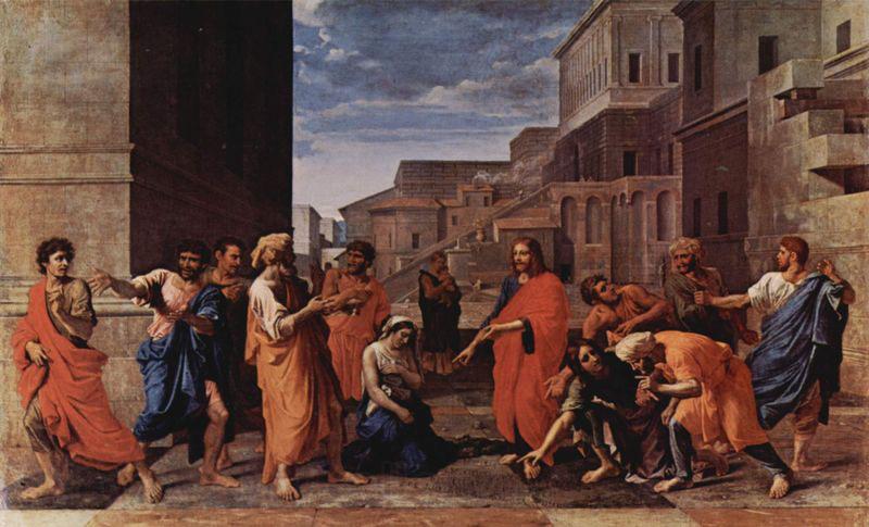 Nicolas Poussin Christus und die Ehebrecherin France oil painting art